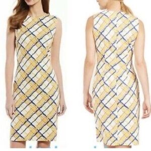 J McLaughlin Yellow and Blue Checkered Midi Dress